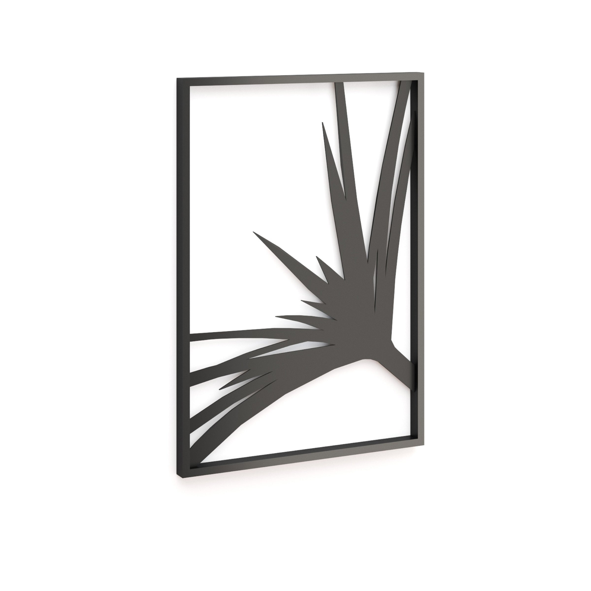 Metal Wall Art - Fan Palm Leaf (Black) Nature Wall Decor