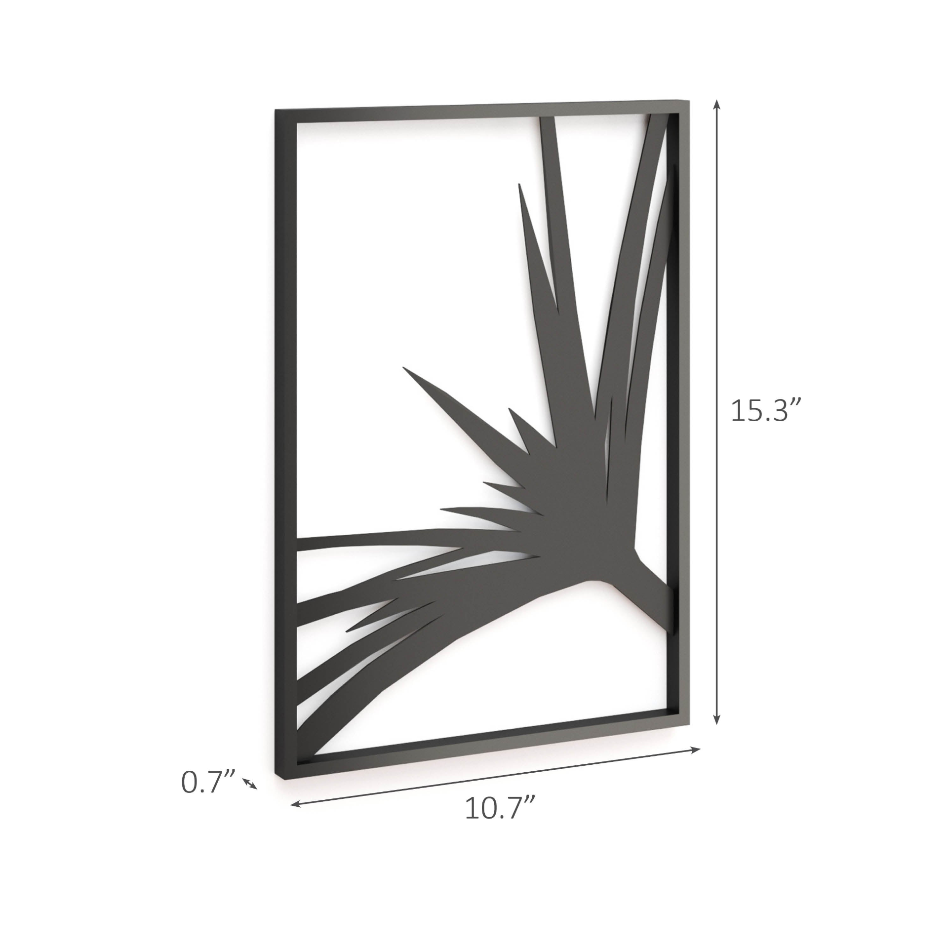 Metal Wall Art - Fan Palm Leaf (Black) Nature Wall Decor