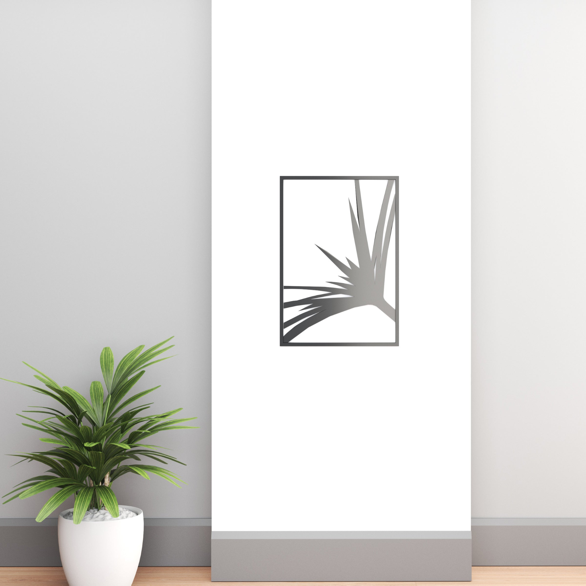 Metal Wall Art - Fan Palm Leaf (Black) Nature Wall Decor