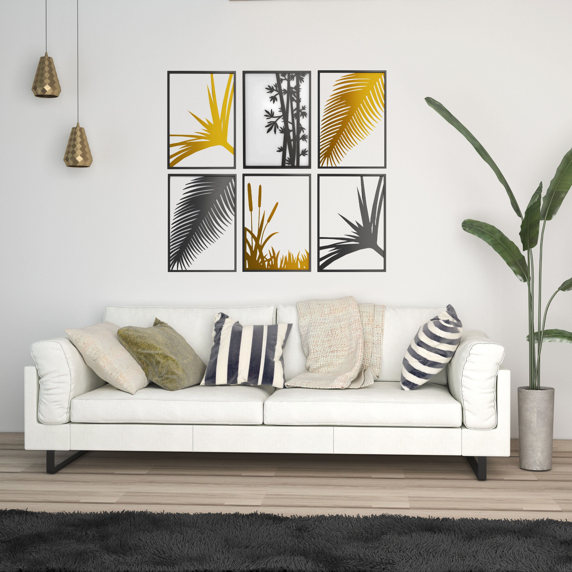 Metal Wall Art - Fan Palm Leaf (Black) Nature Wall Decor