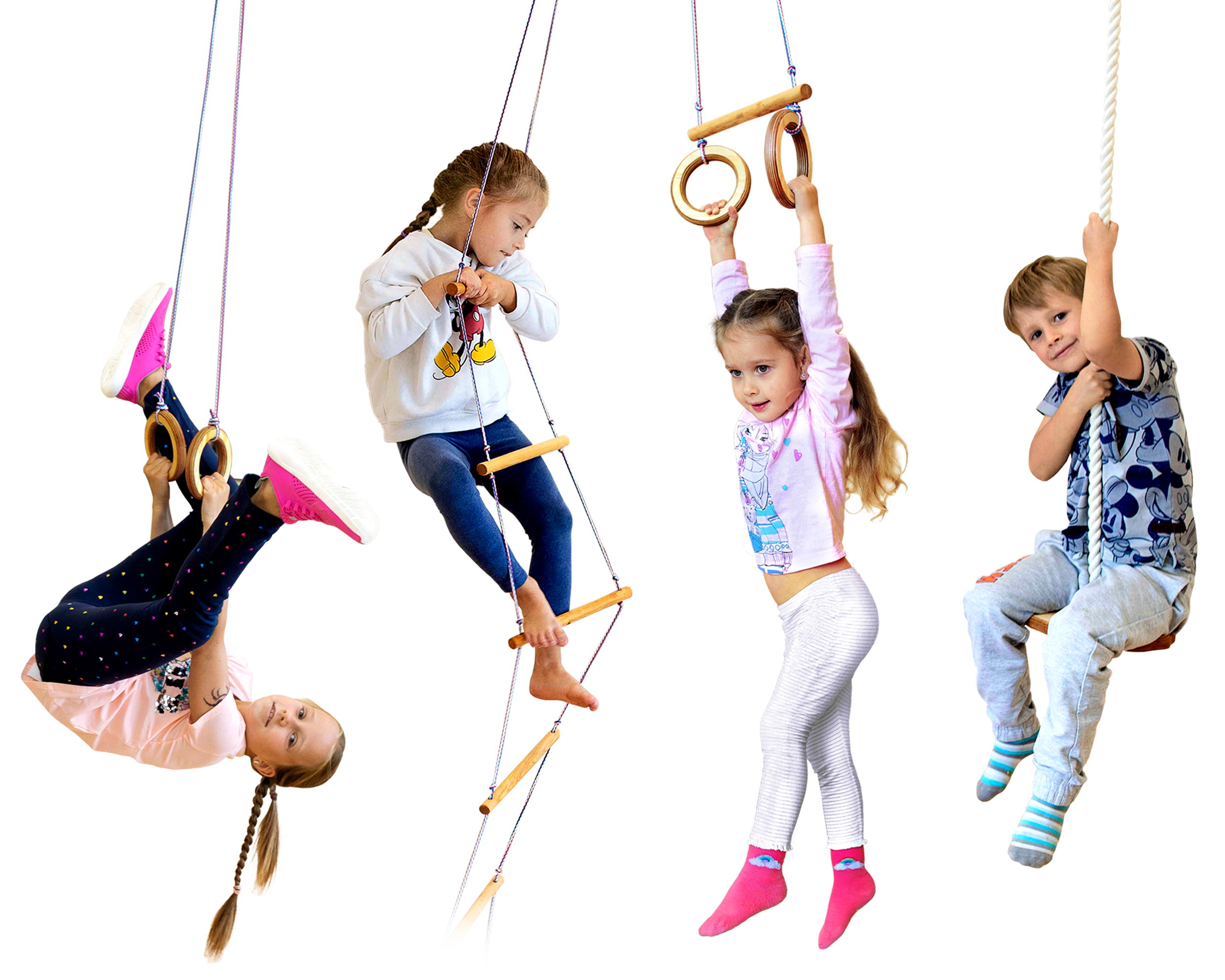 Wooden gymnastic rings for kids