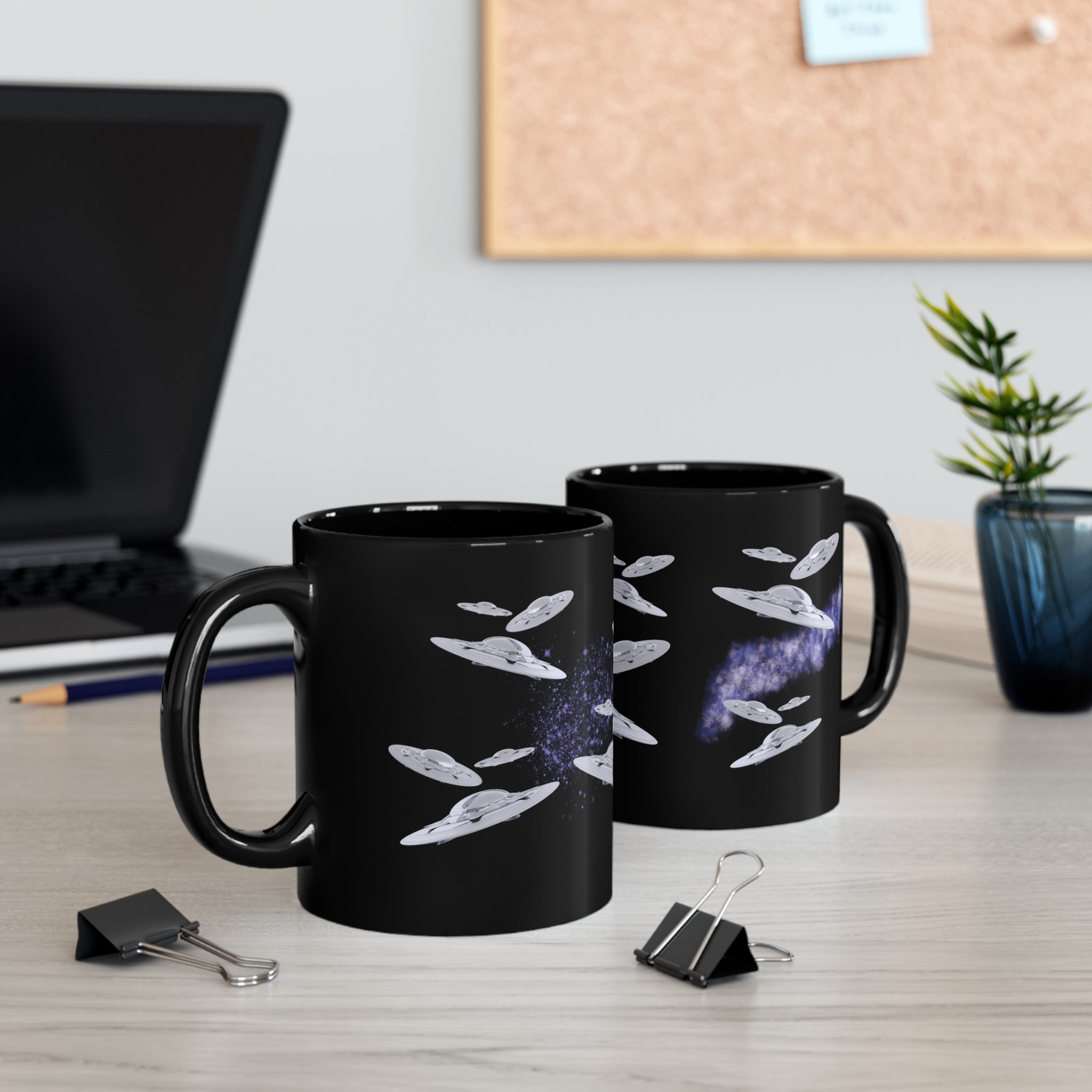 Flying UFO's Black Coffee Tea Mug