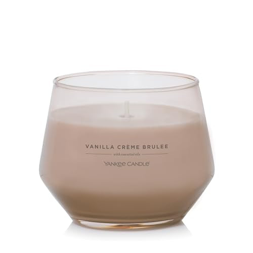 Yankee Candle Studio Medium Candle, Vanilla Crème Brûlée, 10 oz: Long-Lasting, Essential-Oil Scented Soy Wax Blend Candle | 40-65 Hours of Burning Time