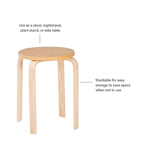 Jenna Natural Round 17.75" Stacking Stool, Set of 4 by Linon