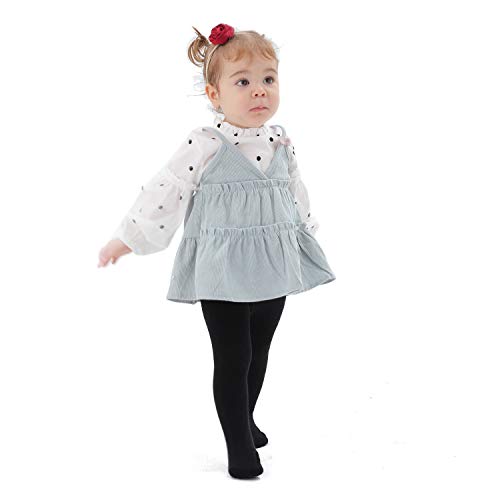 EPEIUS Baby Tights Baby Girls Non-Slip Ribbed Leggings Infants Girl Seamless Cotton Stockings Pantyhose Footed Tights 3-6 Months 3 Pack White Pink XS