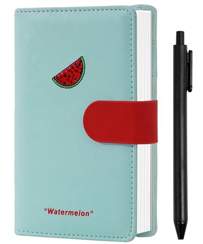 CAGIE Cute Journal for Teen Girls Journal with Pen Refillable Journals for Writing 256 Pages A6 Lined Journaling Notebooks with Magnetic Buckle, Watermelon