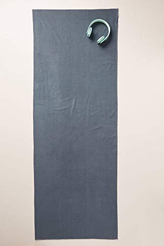 Shandali Hot Yoga Towel - Suede - 100% Microfiber, Super Absorbent, Bikram Yoga Mat Towel - Exercise, Fitness, Pilates, and Yoga Gear - Gray 26.5" x 72"