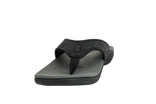 REVITALIGN Men's Yumi Leather Flip-Flop, Charcoal, 12 Wide