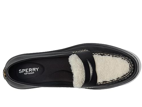 Sperry Women's Chunky Penny Loafer, Black Fuzzy, 10