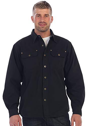 Gioberti Men's 100% Cotton Brushed and Soft Twill Shirt Jacket with Flannel Lining, Black, S