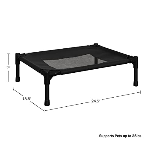 PETMAKER Elevated Dog Bed - 24.5x18.5-Inch Portable Pet Bed with Non-Slip Feet - Indoor/Outdoor Dog Cot or Puppy Bed for Pets up to 25lbs (Black)