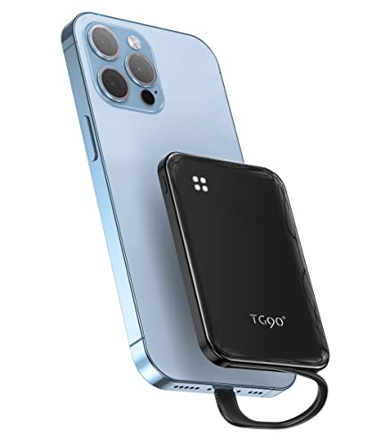 TG90° Mini Power Bank 4500mah Portable Charger with Built in Cable, Ultra Compact Battery Pack Portable Phone Charger Compatible with iPhone 13/13 Pro/12/12 Pro/11/11 Pro Max/X/XR/8/8 Plus/SE