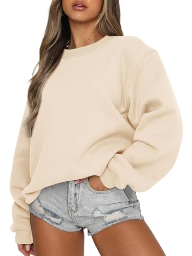 EFAN Womens Fashion 2024 Fall Outfits Oversized Sweatshirts CrewNeck Sweater Pullover Hoodies y2k Teen Girls Clothes Grey L