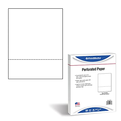 PrintWorks Professional 3" Perforated Paper, 500 Sheets, 24 lb, White (04168)