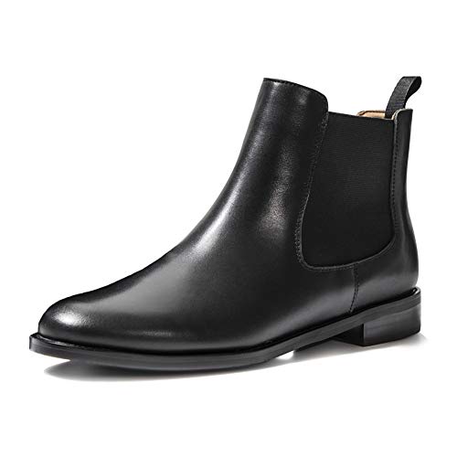 ONEENO Women's Classic Black Leather Chelsea Boots 5.5 M US