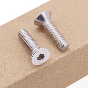 M8-1.25 x 60mm (12 pcs) Flat Socket Cap Screws, 304 Stainless Steel 18/8, Full Thread, Countersunk Head, Connections Bolts, DIN7991