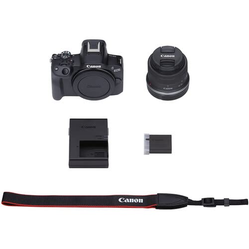 Canon EOS R50 Mirrorless Camera with 18-45mm Lens (Black) Bundle with 64GB Extreme PRO UHS-I SDXC Memory Card + Canon 200ES EOS Shoulder Bag (3 Items)