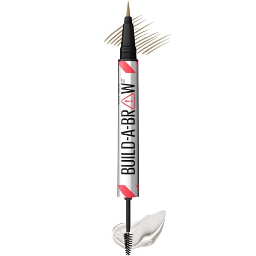 Maybelline Build-A-Brow 2-in-1 Brow Pen and Sealing Brow Gel, Eyebrow Makeup for Real-Looking, Fuller Eyebrows, Blonde, 1 Count