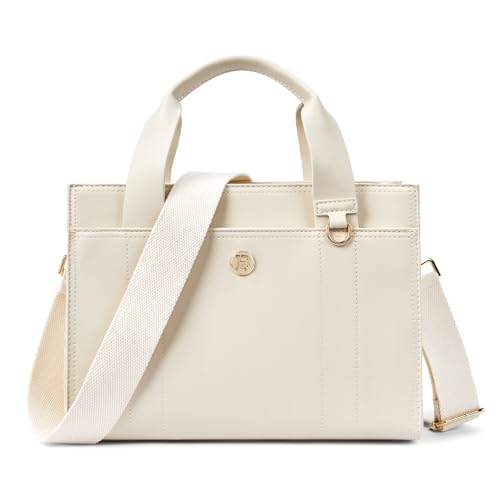 BOSTANTEN Small Tote Bag for Women Crossbody Trendy Purses Vegan Leather Satchel Handbags with Shoulder Strap Beige