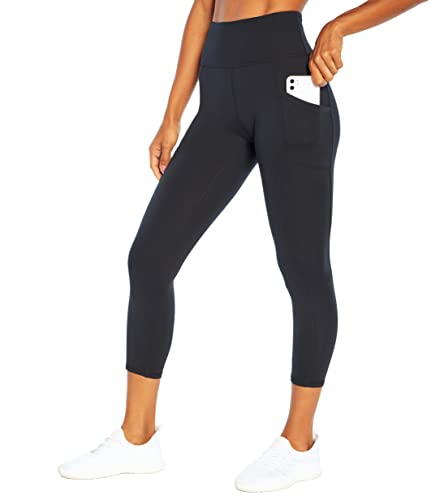 Balance Collection Womens Standard Crescent Tummy Control Pocket Legging, Black Small