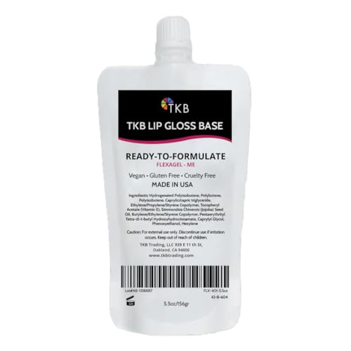 TKB Lip Gloss Base (Flexagel ME)| Clear Lip Gloss Base for DIY Lip Gloss| Ready-To-Formulate| Moisturizing, High Shine, Crystal Clear, Vegan, Gluten and Cruelty free| Made in USA. (5.5oz (156g))