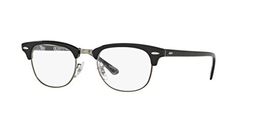 Ray-Ban RX5154 Clubmaster Square Prescription Eyewear Frames, Matte Black/Demo Lens, 53 mm