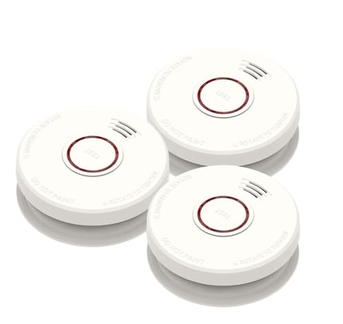 AUSAIM Smoke Detector 3 Pack Fire Alarm, Battery Included Photoelectric Technology Smoke Detector with Test Button and Low Battery Signal, Fire Safety for Home Bedroom and Babyroom