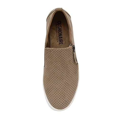 CUSHIONAIRE Women's Nissa Casual Zipper Slip On with +Memory Foam & Wide Widths Available, Taupe 6