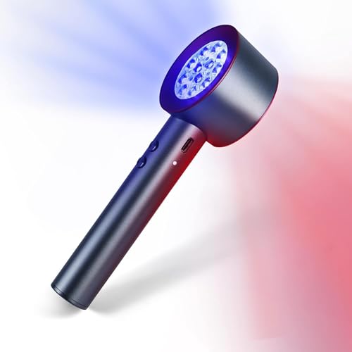 UTK High Power 24 LED Red Light Therapy Device with 470/660/850/940nm Wavelength, Blue Red＆Near-Infrared Handheld Light Therapy for Face, Relieve Body Pain Deeply, Facial Skin Care