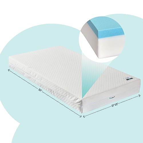 hiccapop Baby Crib Mattress - Dual Sided w/Firm Side for Babies & Soft Memory Foam Side for Toddlers - Memory Foam Crib Mattress - Toddler Bed Mattress - Baby Mattress