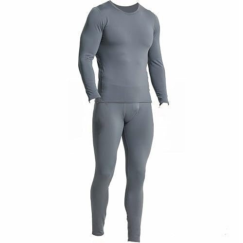 LANBAOSI Mens Thermal Underwear Set Long Johns Set with Fleece Lined Warm Base Layer Top Bottom Compression Suits Cold Gear Black