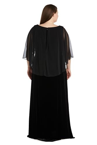R&M Richards Women's Plus Size Evening Gown W/Side Slit, Twilight