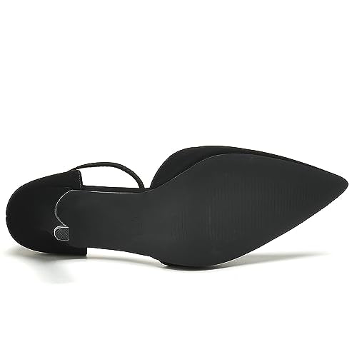 Odisen Women's Closed Toe Pointed Toe High Heels Pumps Dress Shoes for Women (Black Nubuck, 6.5)