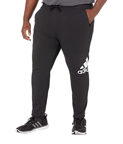 adidas Men's Essentials Single Jersey Tapered Badge of Sport Pants, Black