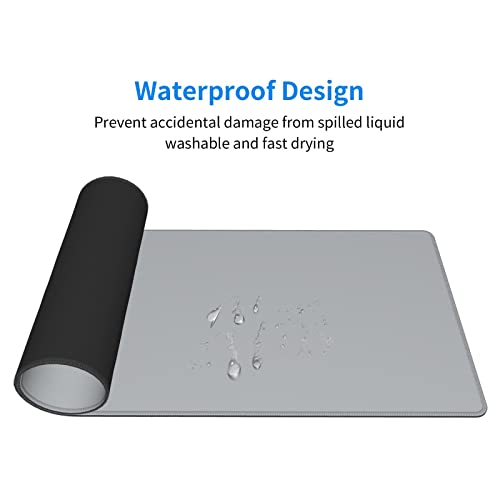 Gray Mouse Pad XL Large Extended Desk Pad for Desktop Keyboard Non Slip Rubber Base Full Desk Mat Mousepad with Stitched Edge for Office Home Work Gaming Accessory 31.5 x 11.8 inches