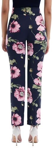 Oscar de la Renta, Poppy Cotton Twill Pant, Navy/Pink, 16