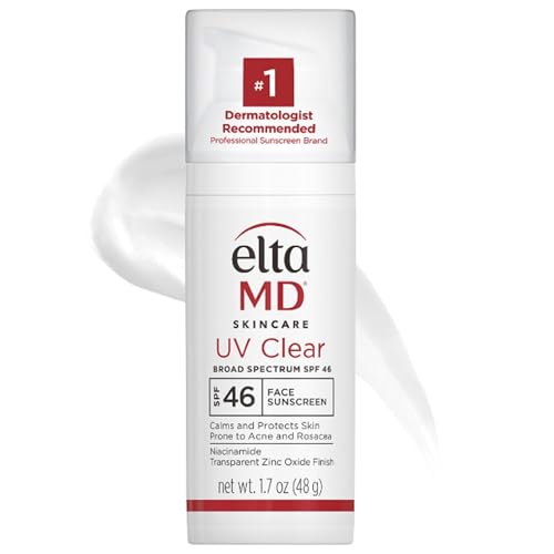 EltaMD UV Clear Face Sunscreen SPF 46, Oil Free Sunscreen with Zinc Oxide, Dermatologist Recommended Sunscreen,1.7 oz Pump