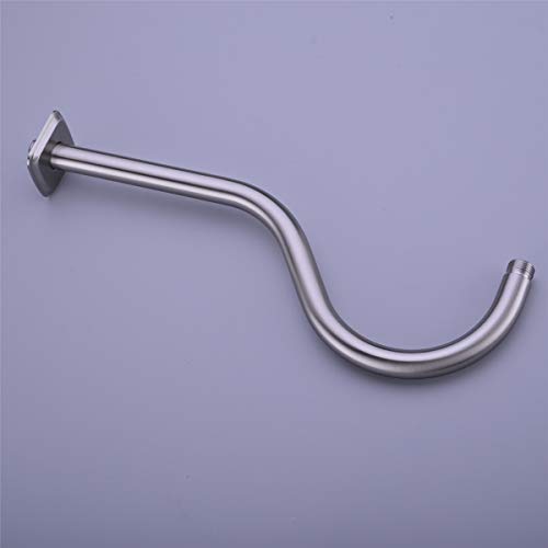 TRUSTMI 16 Inch S-Shape Shower Arm Stainless Steel Extra Long Replacement Pipe with Flange, Brushed Gold