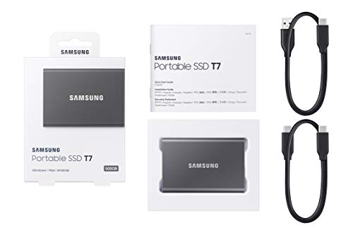 SAMSUNG T7 Portable SSD, 2TB External Solid State Drive, Speeds Up to 1,050MB/s, USB 3.2 Gen 2, Reliable Storage for Gaming, Students, Professionals, MU-PC2T0T/AM, Gray