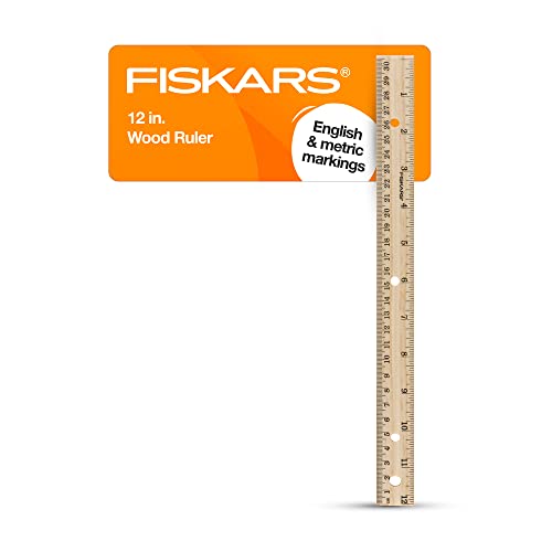 Fiskars Wood Ruler - 12" Straight Edge Ruler for Kids - Back to School Supplies for Students