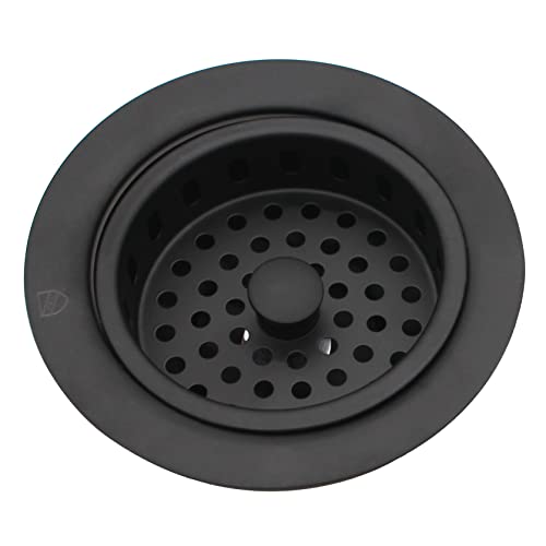 Westbrass CO2196-62 Combo Pack 3-1/2" Post Style Large Basket Strainer and Extra-Deep Collar Kitchen Sink Waste Disposal Flange with Stopper, Matte Black