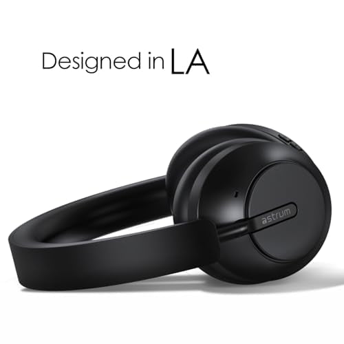 ASTRUM MZ PRO - Wireless Active Noise Canceling Headphones, Qualcomm aptX HD Audio, Luxury Leather, Wear Detection, Upto 40H Play Time- Black