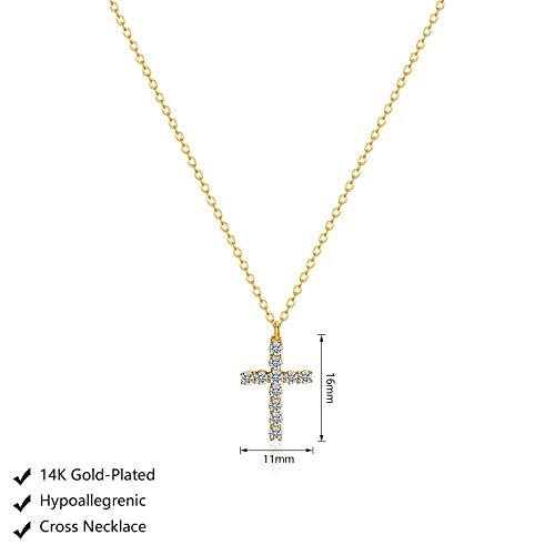 HERIER Cross Necklace for Women, Dainty 18K Gold plated Cute Small Cross Pendant Necklace Simple Gold Cross Necklaces Gold Jewelry for Women Trendy