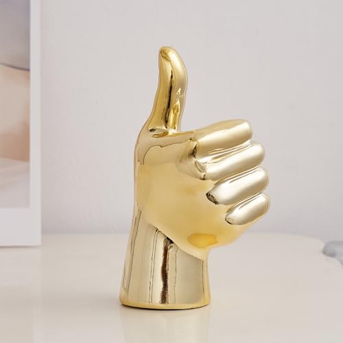 XGZY Hand Statue Office Decor: Gold Finger Gesture Sculpture Unique Great Gesture Figurines Modern Home Decor for Living Room Bedroom Shelf Table Decor Desk Decorations Collectibles