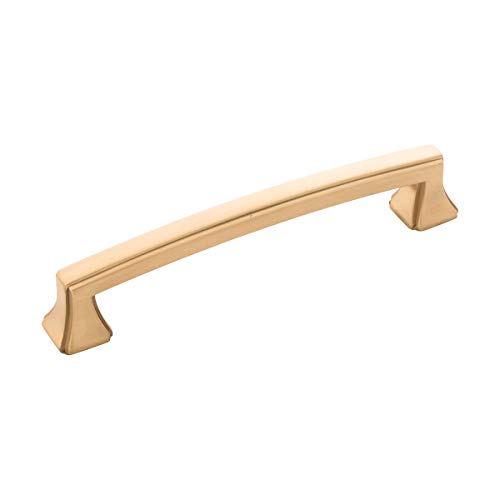 Hickory Hardware 1 Pack Solid Core Kitchen Cabinet Pulls, Luxury Cabinet Handles, Hardware for Doors & Dresser Drawers, 8-13/16 Inch (224mm) Hole Center, Brushed Golden Brass, Bridges Collection