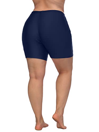 ATTRACO Swim Shorts Women Plus Size High Waist Swimsuit Bottoms Board Shorts Navy 2X