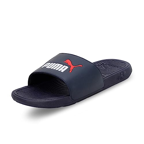 PUMA Mens Cool Cat 2.0 Slide Sandal, Parisian Night-PUMA Mens White-PUMA Mens Red, 8