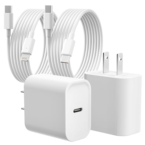 iPhone Charger, 2 Pack 20W PD USB C Wall Fast Charger Adapter with 2 Pack 6FT Type C to Lightning Cable Compatible for iPhone 14 13 12 11 Pro Max XR XS X,iPad