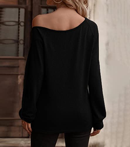 Zyyfly Off Shoulder Tops for Women Long Sleeve Casual Sexy Dressy Shirts Burgundy S
