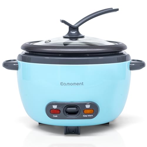 Small Rice Cooker 3 Cup Blue Portable Cook Rice and Automatic keep-Warm,Non Stick Pot,This Mini Rice Cooker is a Great Gift for College Students